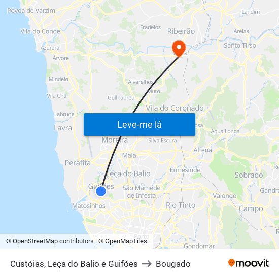 Custóias, Leça do Balio e Guifões to Bougado map