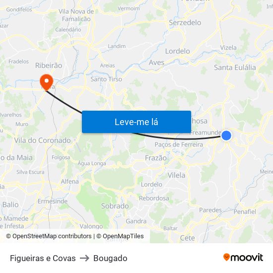 Figueiras e Covas to Bougado map