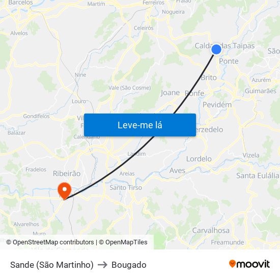 Sande (São Martinho) to Bougado map