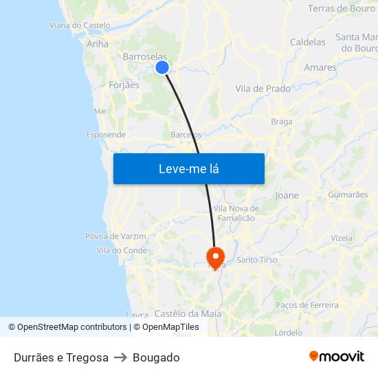 Durrães e Tregosa to Bougado map