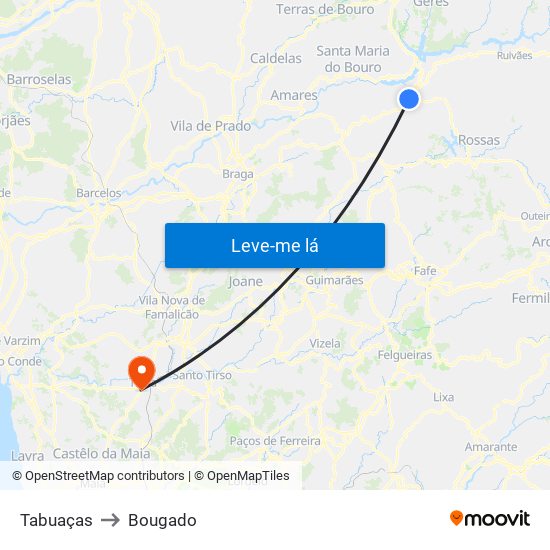 Tabuaças to Bougado map