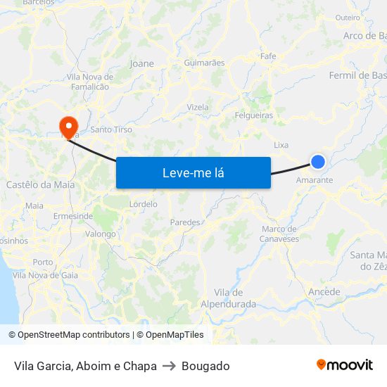 Vila Garcia, Aboim e Chapa to Bougado map