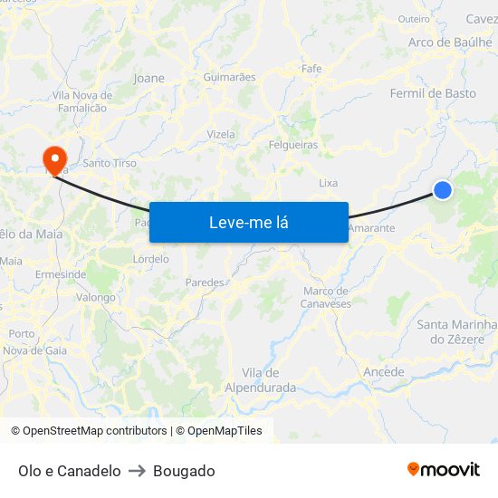 Olo e Canadelo to Bougado map