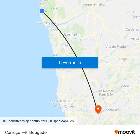 Carreço to Bougado map