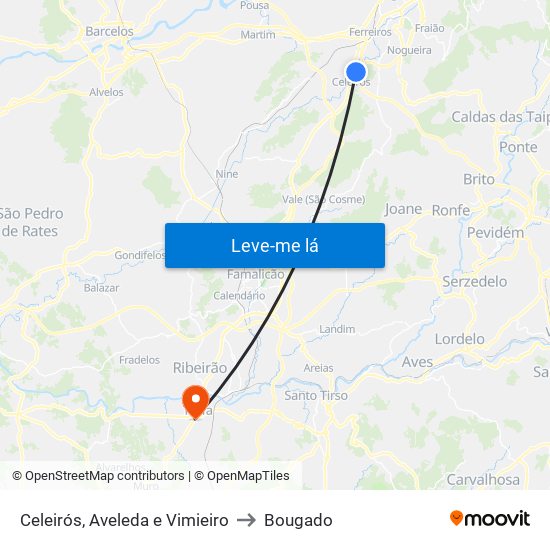 Celeirós, Aveleda e Vimieiro to Bougado map