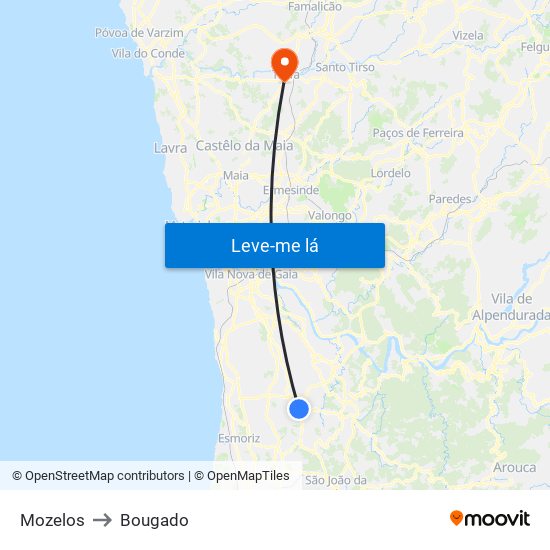 Mozelos to Bougado map