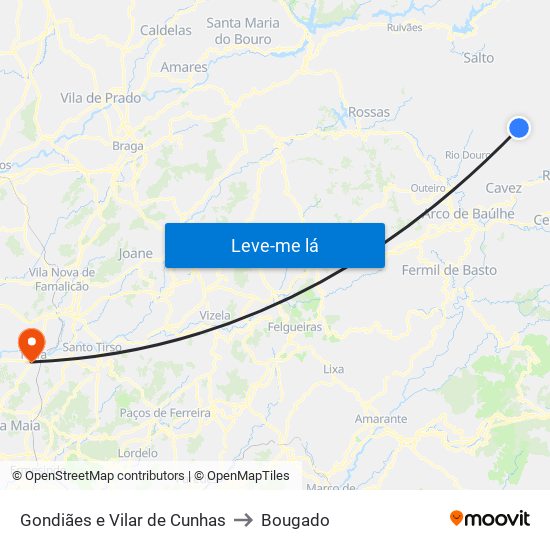 Gondiães e Vilar de Cunhas to Bougado map