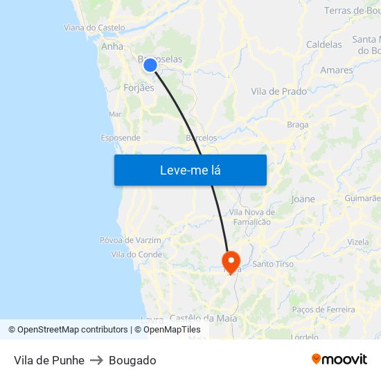 Vila de Punhe to Bougado map