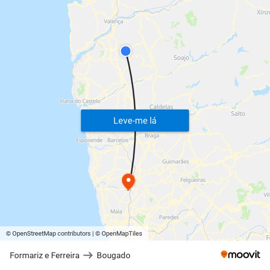 Formariz e Ferreira to Bougado map