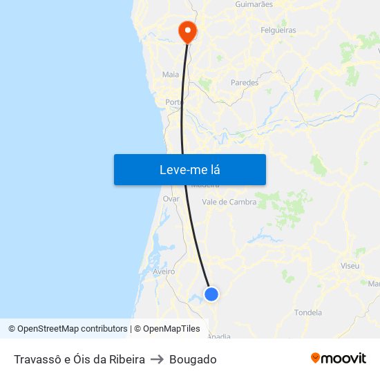 Travassô e Óis da Ribeira to Bougado map