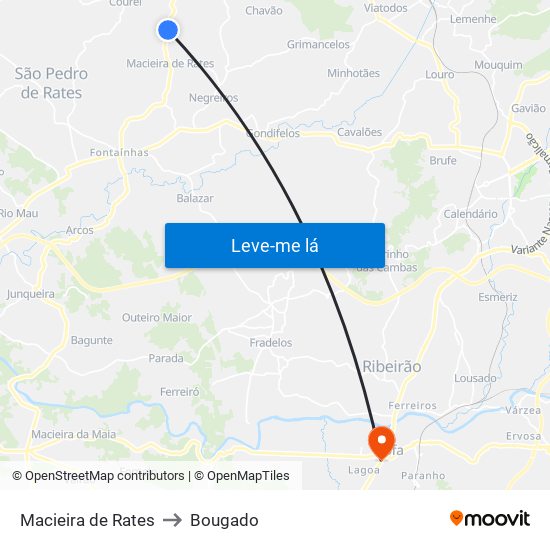 Macieira de Rates to Bougado map