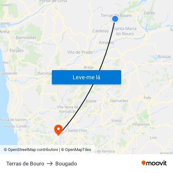 Terras de Bouro to Bougado map