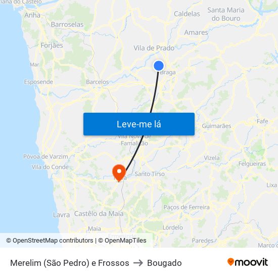 Merelim (São Pedro) e Frossos to Bougado map