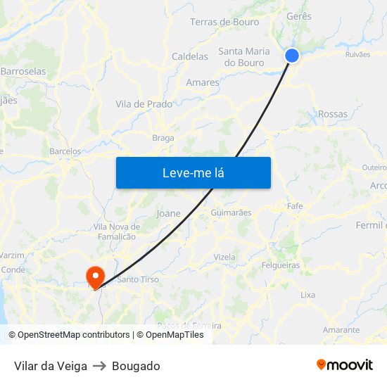 Vilar da Veiga to Bougado map