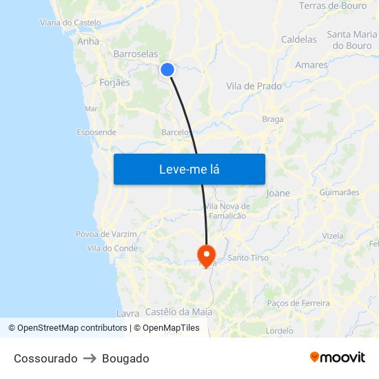 Cossourado to Bougado map