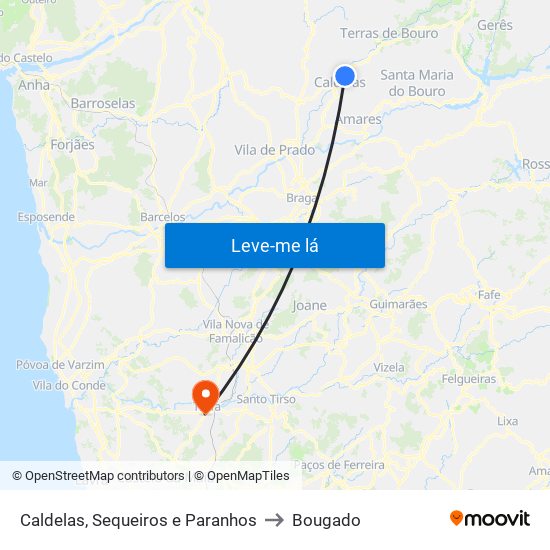 Caldelas, Sequeiros e Paranhos to Bougado map