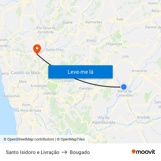 Santo Isidoro e Livração to Bougado map