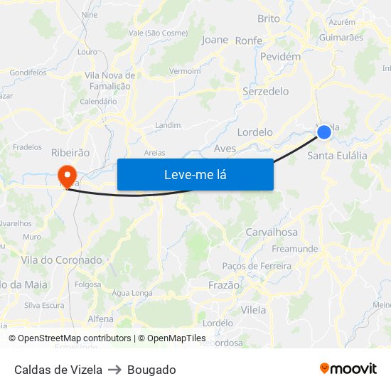 Caldas de Vizela to Bougado map