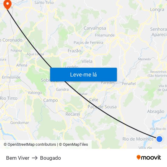 Bem Viver to Bougado map