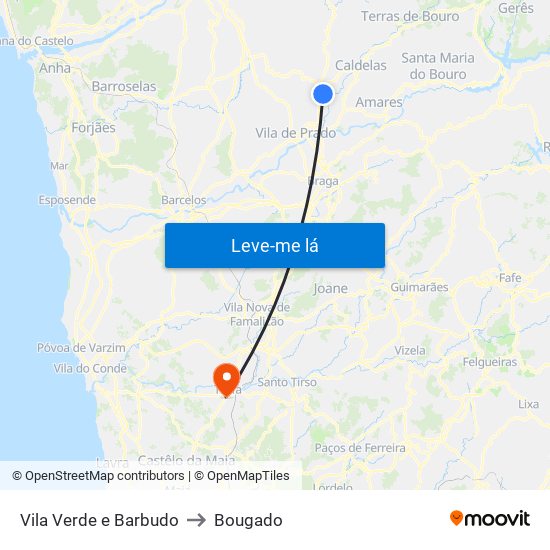 Vila Verde e Barbudo to Bougado map