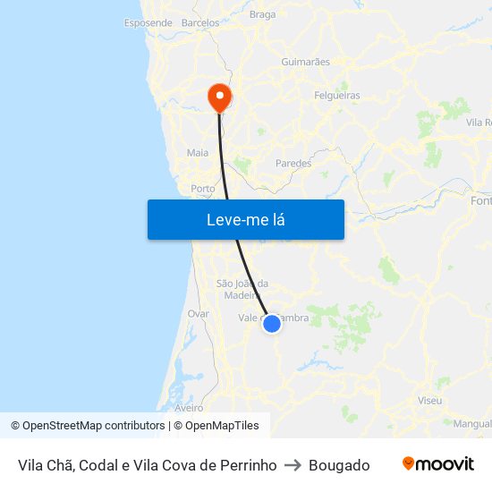 Vila Chã, Codal e Vila Cova de Perrinho to Bougado map