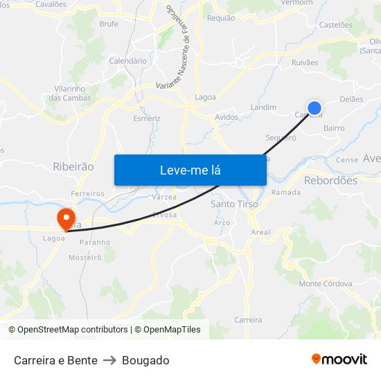 Carreira e Bente to Bougado map