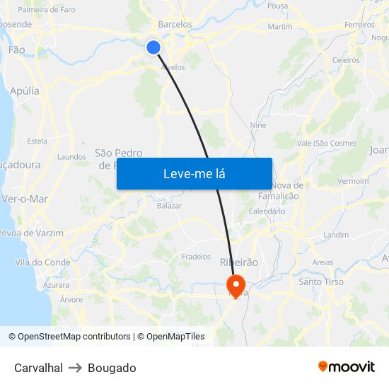 Carvalhal to Bougado map
