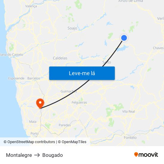 Montalegre to Bougado map