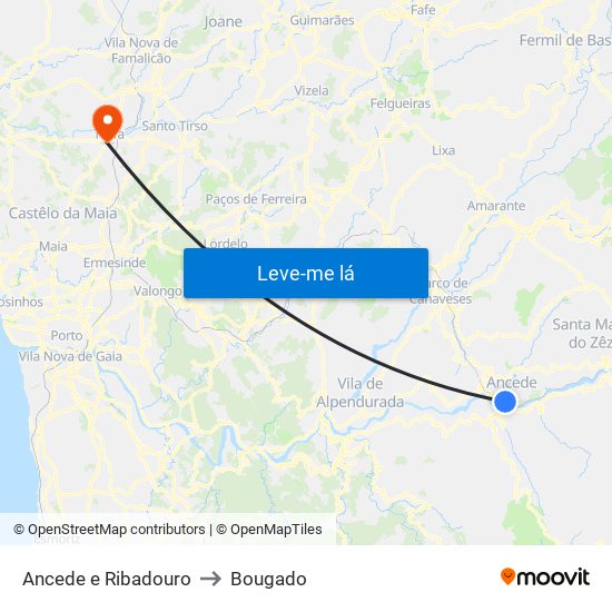 Ancede e Ribadouro to Bougado map