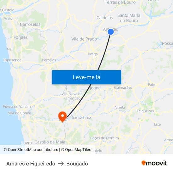 Amares e Figueiredo to Bougado map