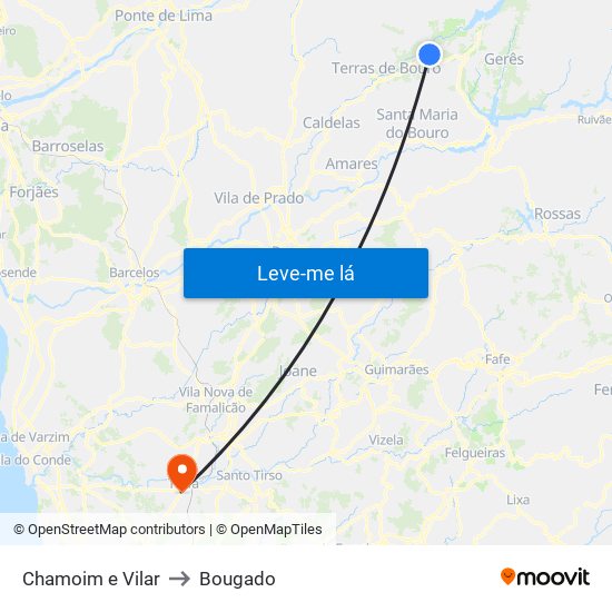 Chamoim e Vilar to Bougado map