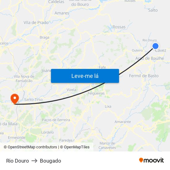 Rio Douro to Bougado map