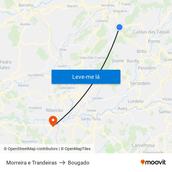 Morreira e Trandeiras to Bougado map