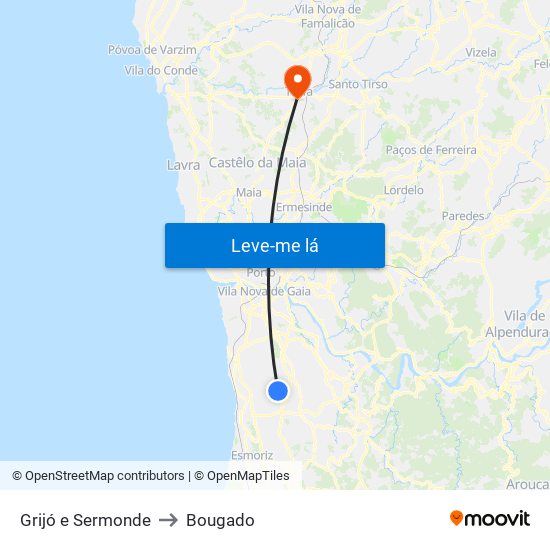 Grijó e Sermonde to Bougado map
