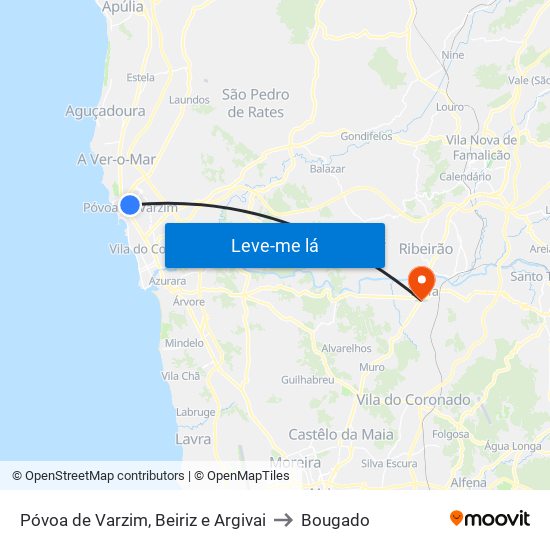 Póvoa de Varzim, Beiriz e Argivai to Bougado map