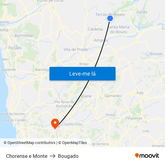 Chorense e Monte to Bougado map