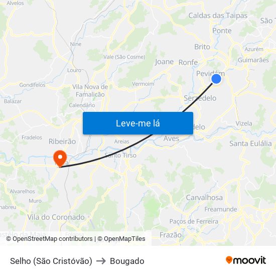 Selho (São Cristóvão) to Bougado map