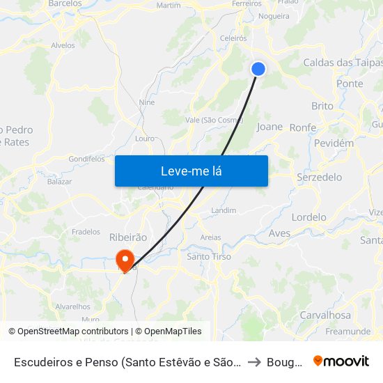 Escudeiros e Penso (Santo Estêvão e São Vicente) to Bougado map