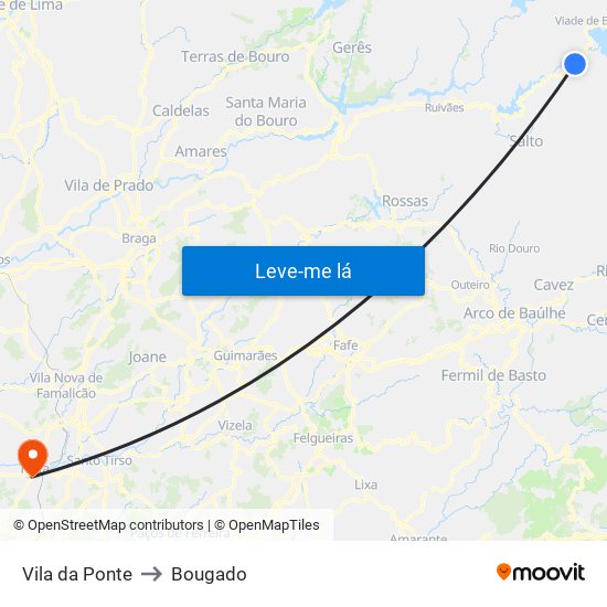 Vila da Ponte to Bougado map