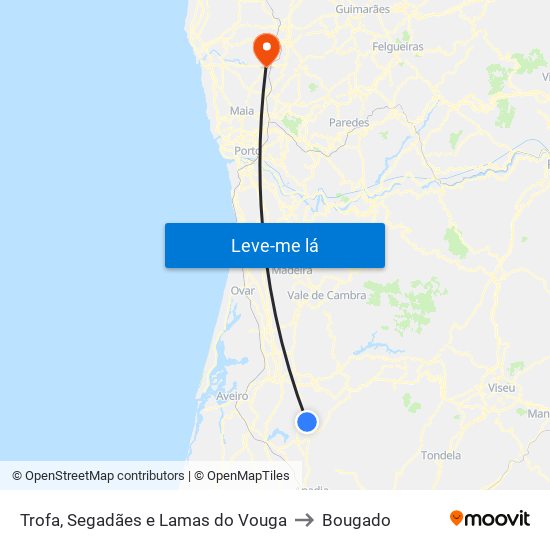 Trofa, Segadães e Lamas do Vouga to Bougado map