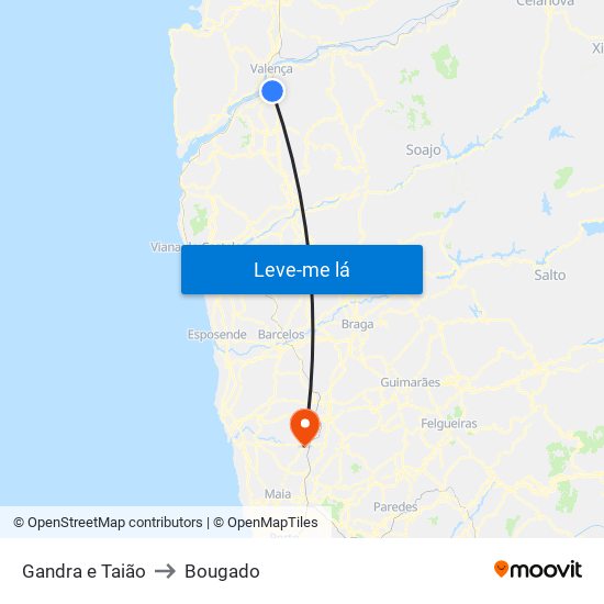 Gandra e Taião to Bougado map