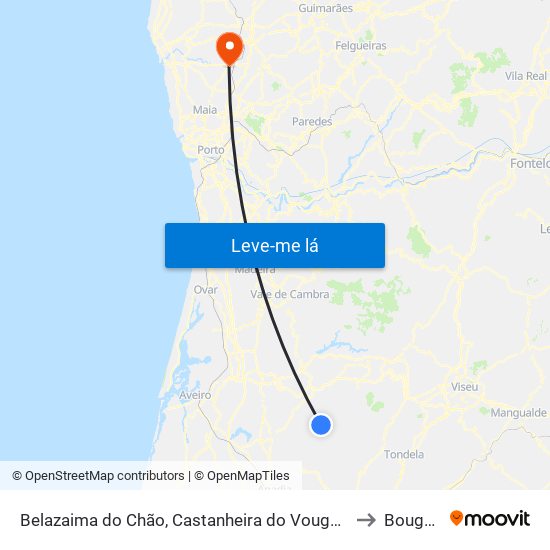 Belazaima do Chão, Castanheira do Vouga e Agadão to Bougado map