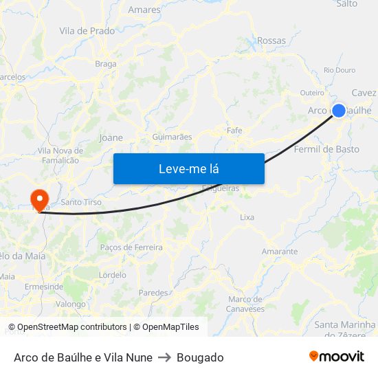 Arco de Baúlhe e Vila Nune to Bougado map