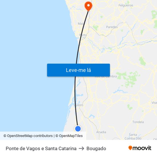 Ponte de Vagos e Santa Catarina to Bougado map