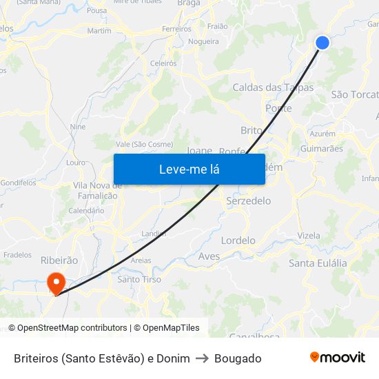 Briteiros (Santo Estêvão) e Donim to Bougado map
