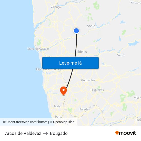 Arcos de Valdevez to Bougado map