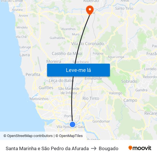 Santa Marinha e São Pedro da Afurada to Bougado map