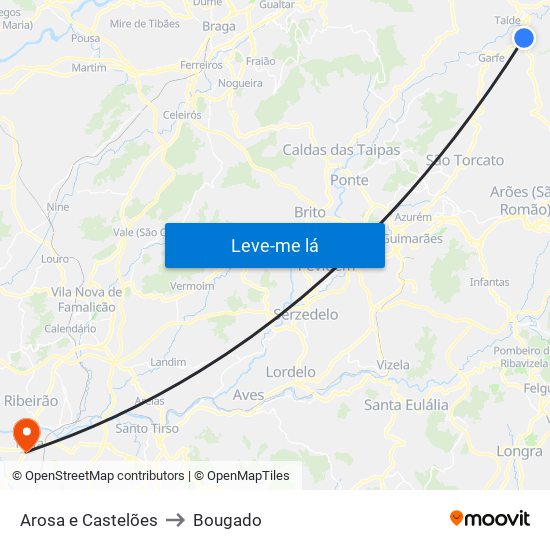 Arosa e Castelões to Bougado map