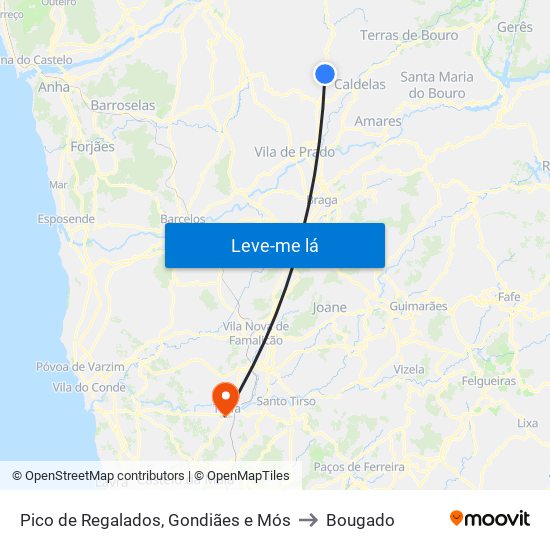 Pico de Regalados, Gondiães e Mós to Bougado map