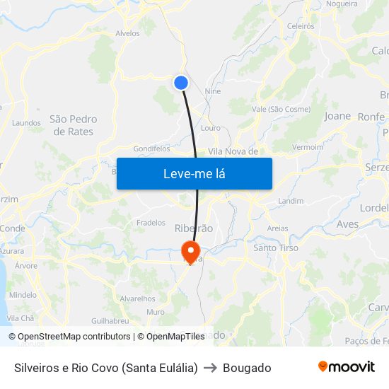 Silveiros e Rio Covo (Santa Eulália) to Bougado map